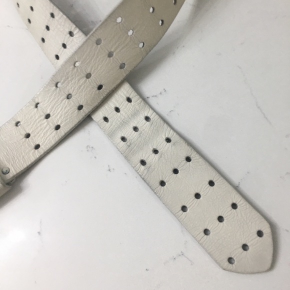 Vintage Harness Steer hide white belt sz 34 - Picture 3 of 8